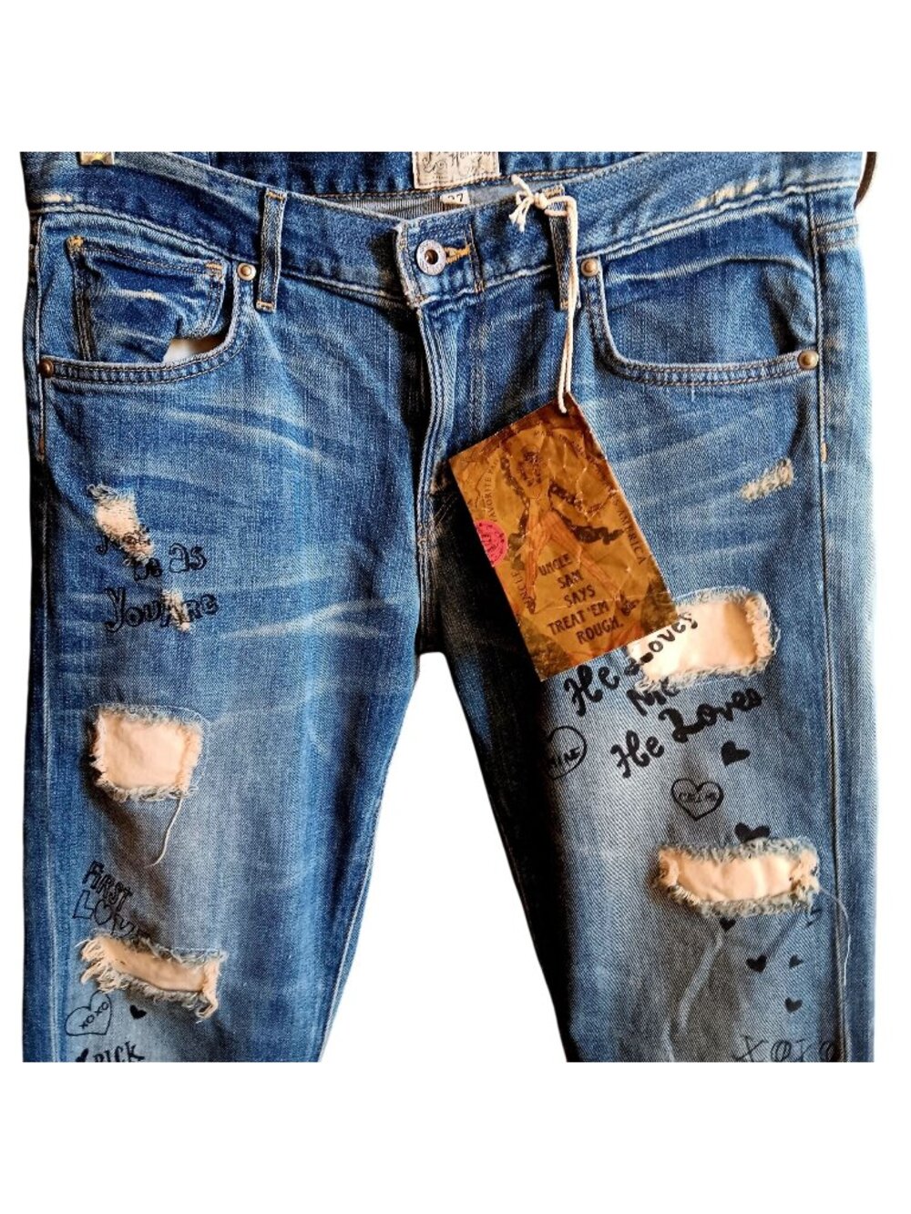 NWT PRPS Heirloom Distressed Denim Jeans Size 27 Made In USA